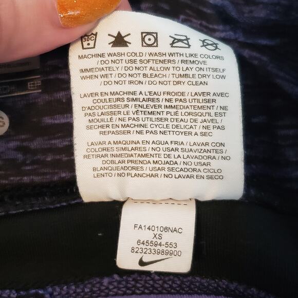 Nike Dri Fit Purple Athletic Capri Leggings Women's X-Small Active Walk Run - Picture 11 of 11